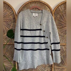 Brochu Walker Gray Striped Button-Up Sweater